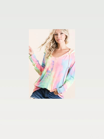 Vibrant Tie-Dye Terry Hoodie with Long Sleeves — styled showcase — Livostyle