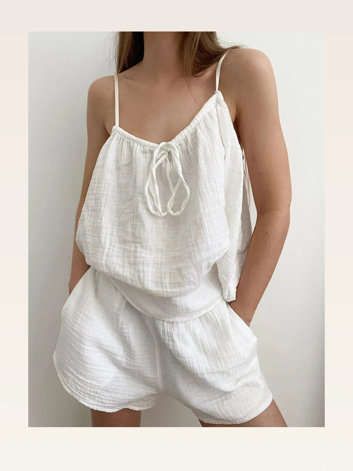 Tie Front Cami and Shorts Lounge Set — styled showcase — Livostyle