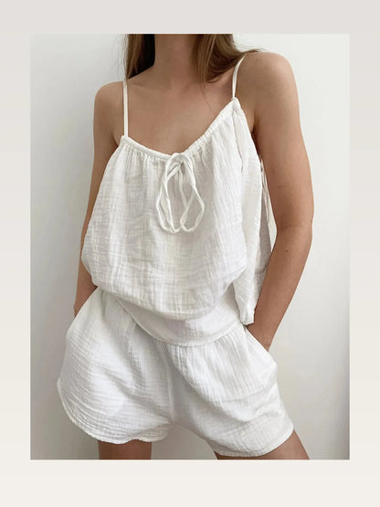 Tie Front Cami and Shorts Lounge Set — styled showcase — Livostyle