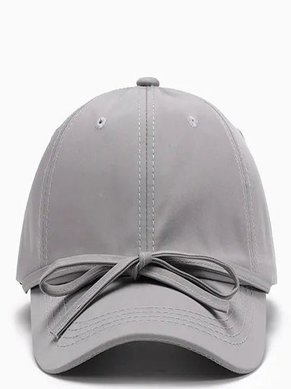 Tied Bow Cotton Baseball Cap — detail view — Livostyle