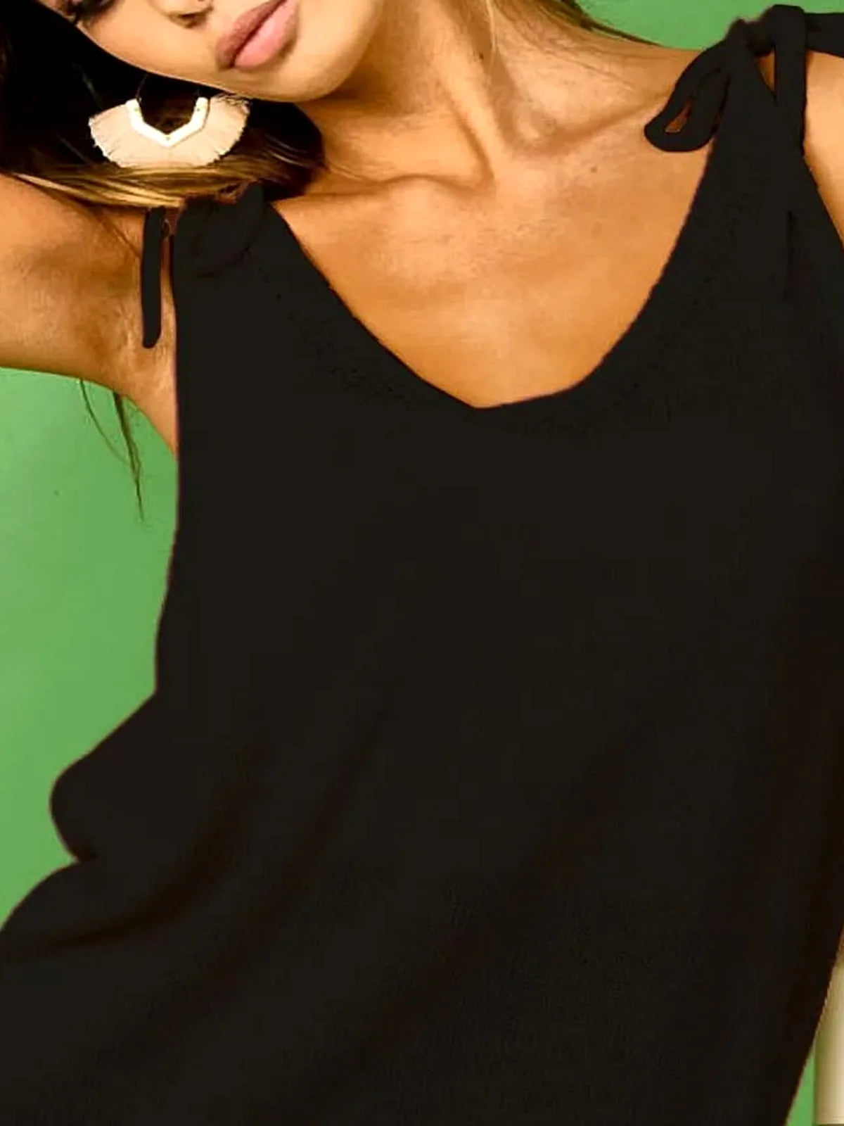 Tie Shoulder Solid Knit Top – photo 2