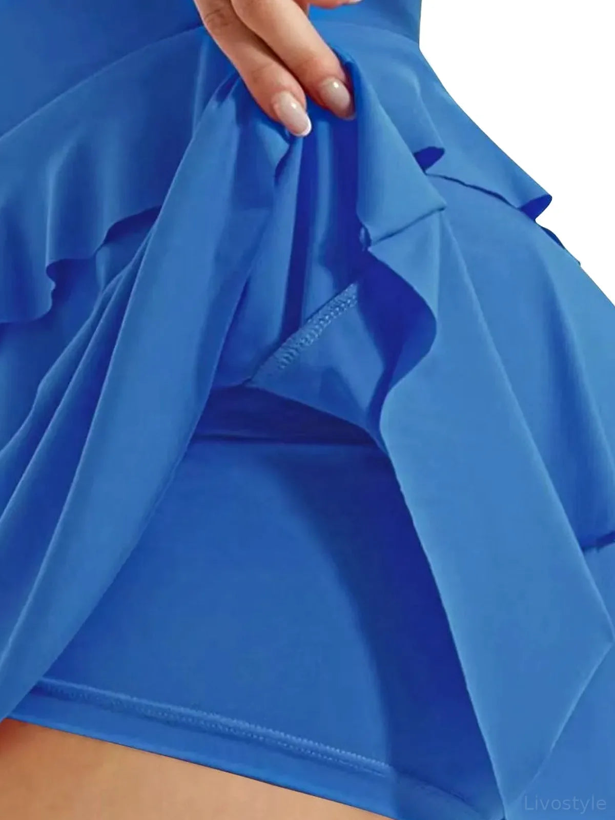 Tiered Ruffle Active Skort — detail view — Livostyle