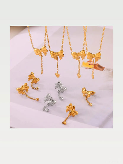 Titanium Steel Bow Earrings — styled showcase — Livostyle