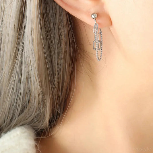 Titanium Steel Double Chain Earrings — square view — Livostyle