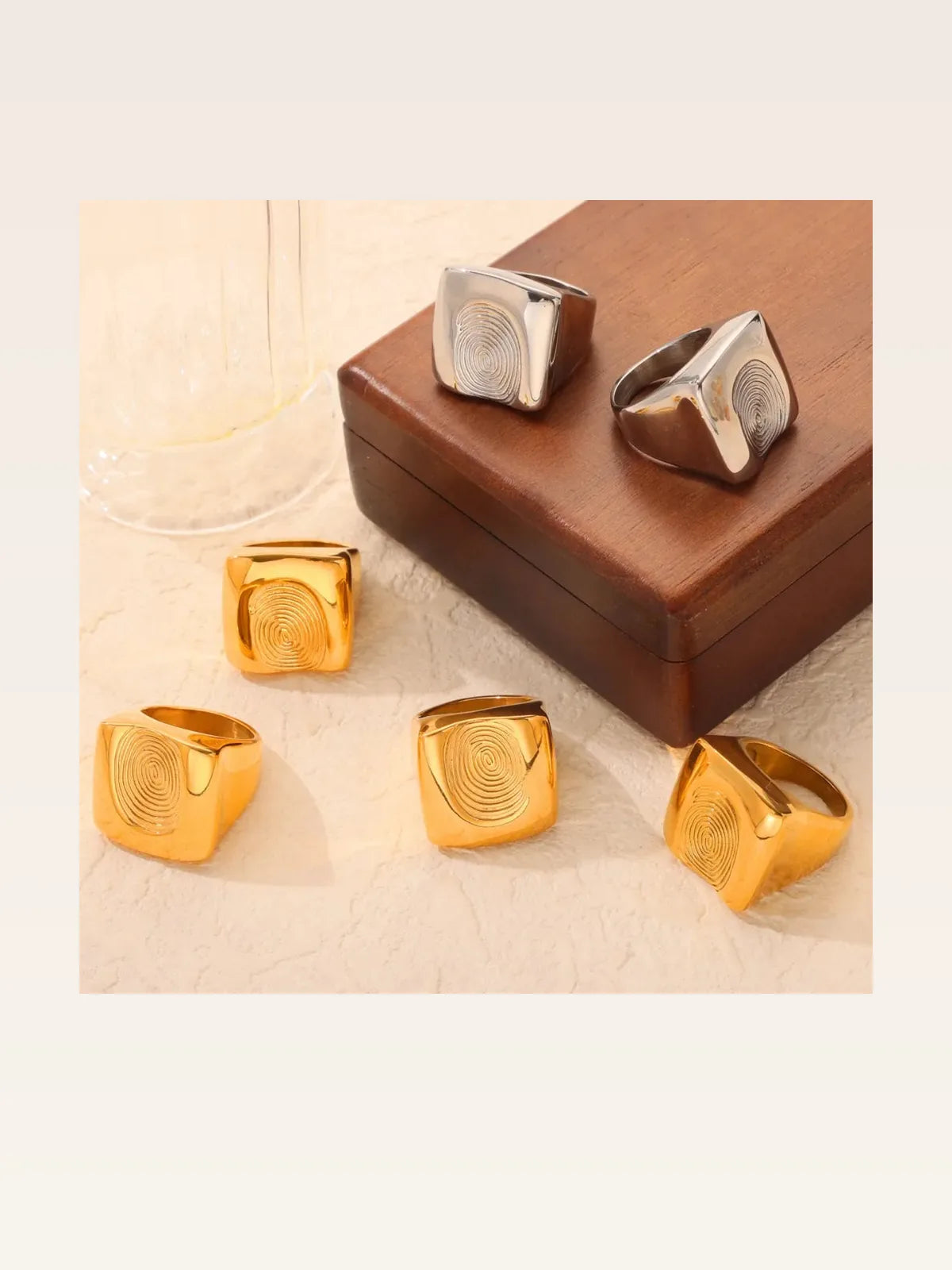 Titanium Steel Fingerprint Signet Ring — styled showcase — Livostyle