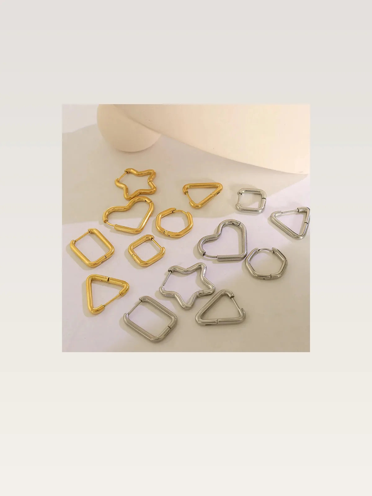 Titanium Steel Geometric Huggie Earrings — styled showcase — Livostyle