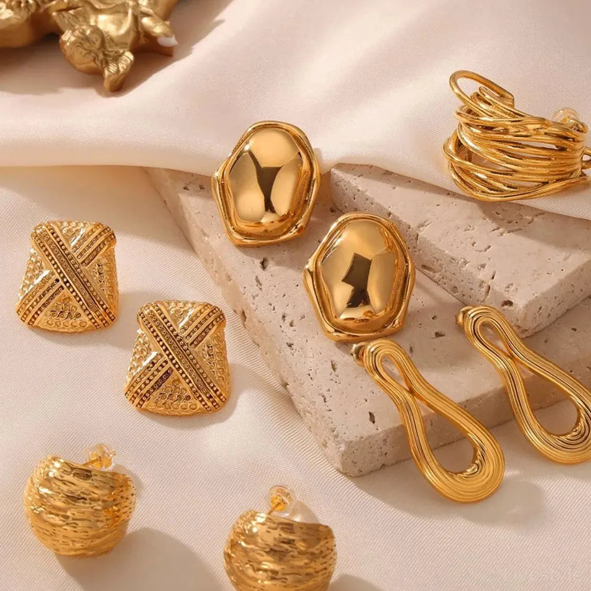 Titanium Steel Geometric Shape Earrings in Style C — square view — Livostyle