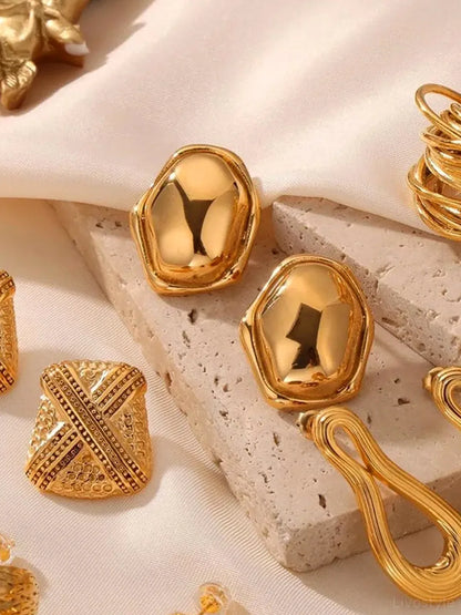 Titanium Steel Geometric Shape Earrings in Style C — detail view — Livostyle