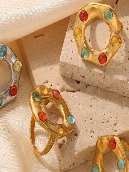 Titanium Steel Glass Bead Ring — detail view — Livostyle