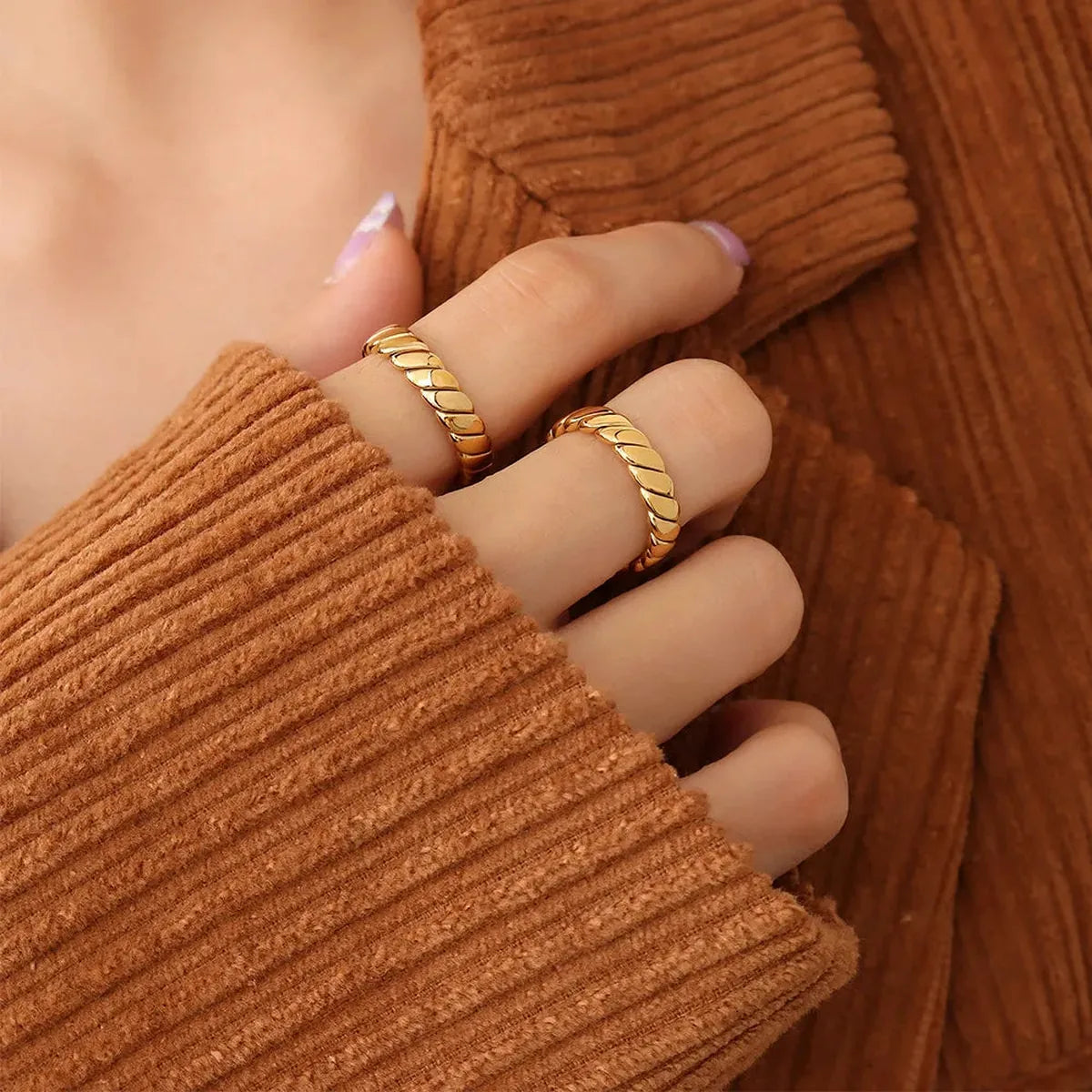 Titanium Steel Gold-Plated Ring — square view — Livostyle