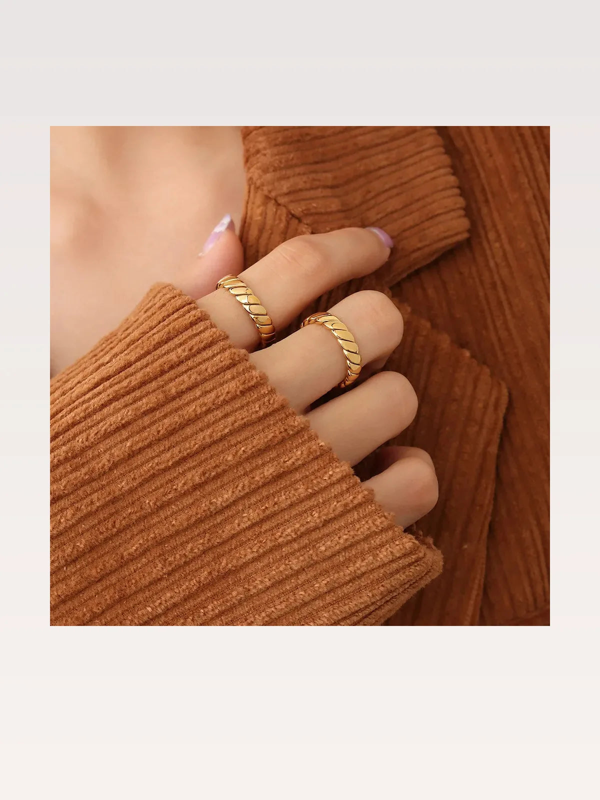 Titanium Steel Gold-Plated Ring — styled showcase — Livostyle