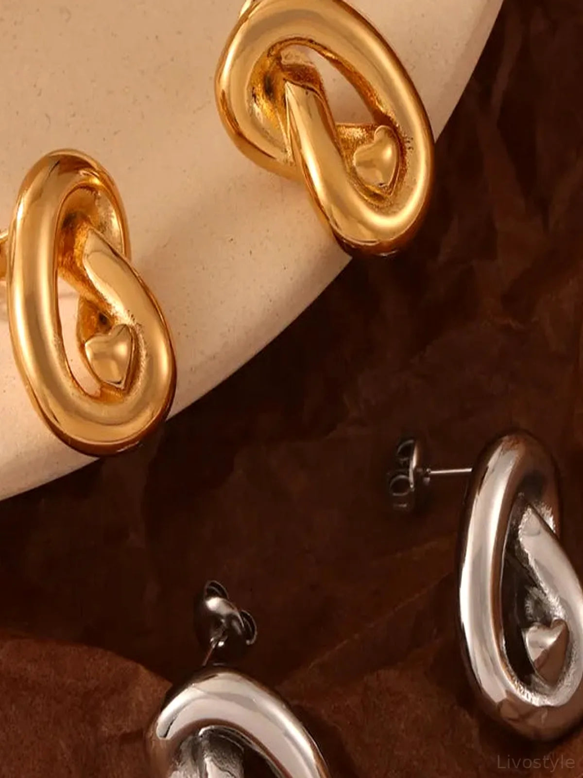 Titanium Steel Knot Stud Earrings — detail view — Livostyle