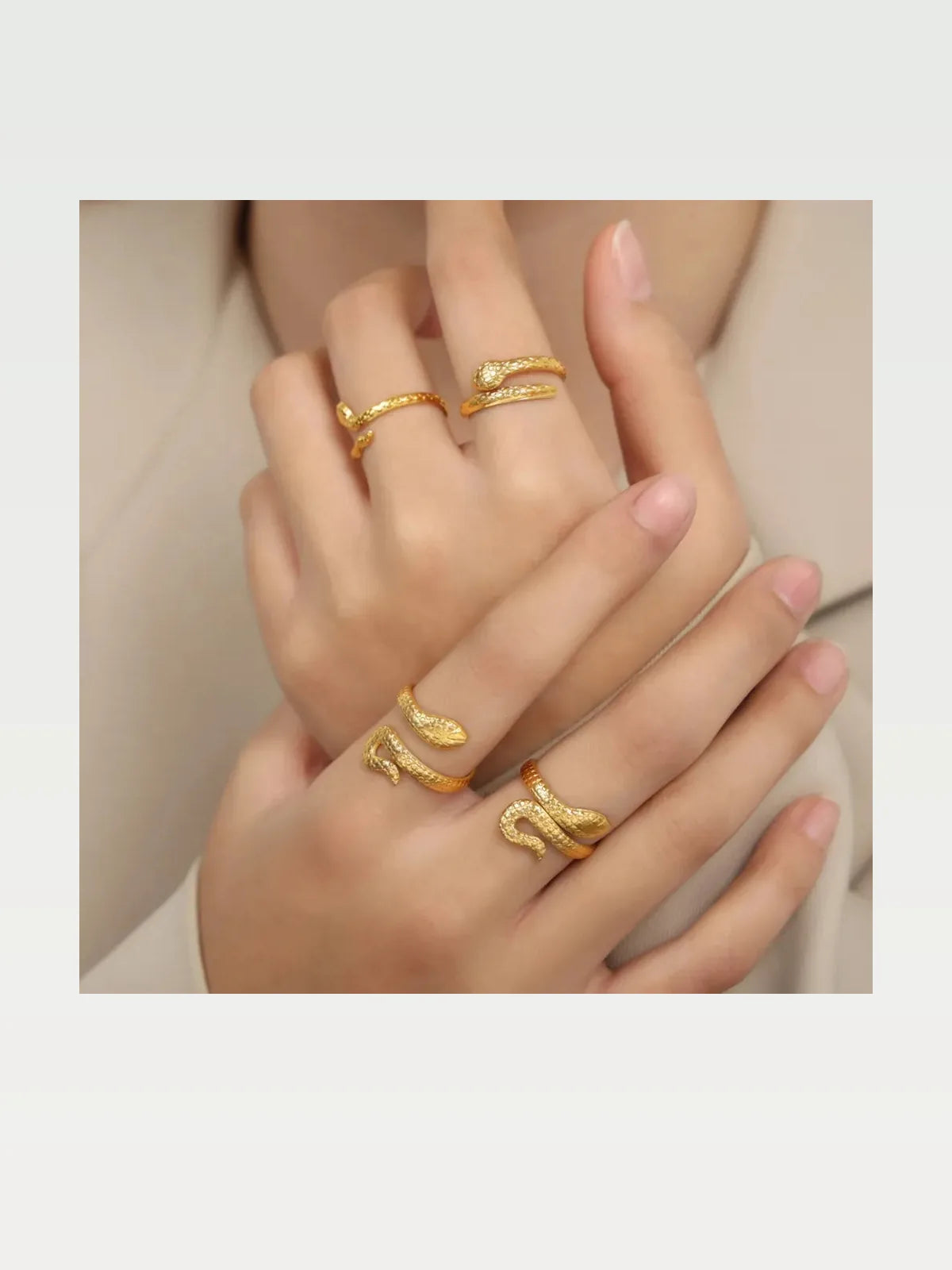 Titanium Steel Snake Shape Bypass Ring — styled showcase — Livostyle