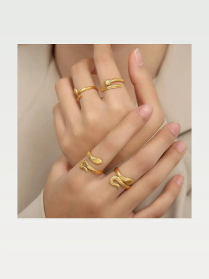 Titanium Steel Snake Shape Bypass Ring — styled showcase — Livostyle
