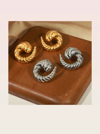 Titanium Steel Spiral Shape Stud Earrings — styled showcase — Livostyle