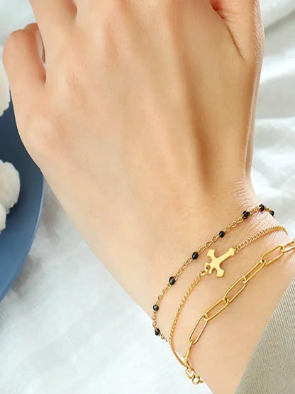 Titanium Steel Three-Layered Bracelet — detail view — Livostyle