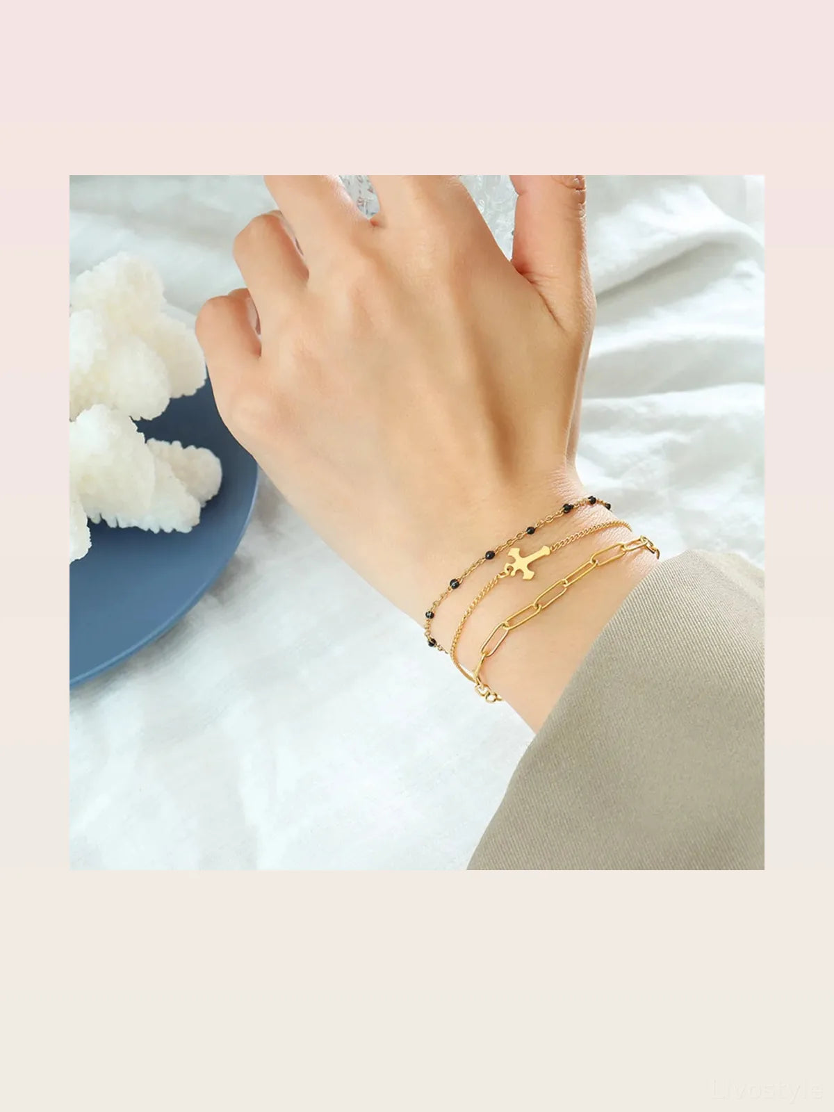 Titanium Steel Three-Layered Bracelet — styled showcase — Livostyle