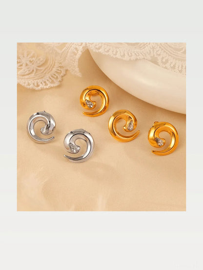 Titanium Steel Zircon Spiral Shape Earrings — styled showcase — Livostyle