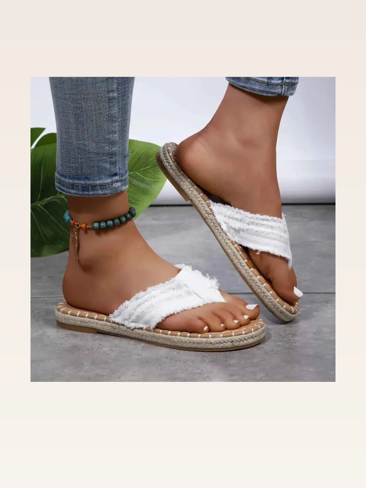 Toe Post Raw Hem Flat Sandals — styled showcase — Livostyle