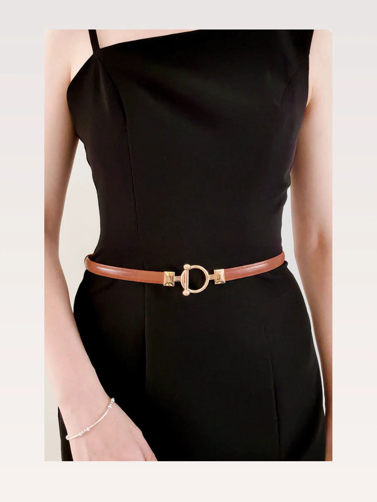 Toggle Buckle Skinny PU Belt — styled showcase — Livostyle