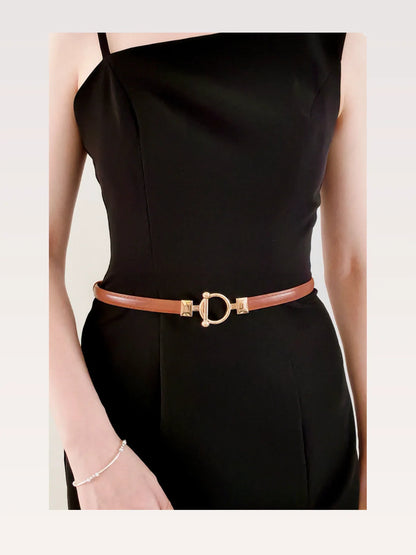 Toggle Buckle Skinny PU Belt — styled showcase — Livostyle