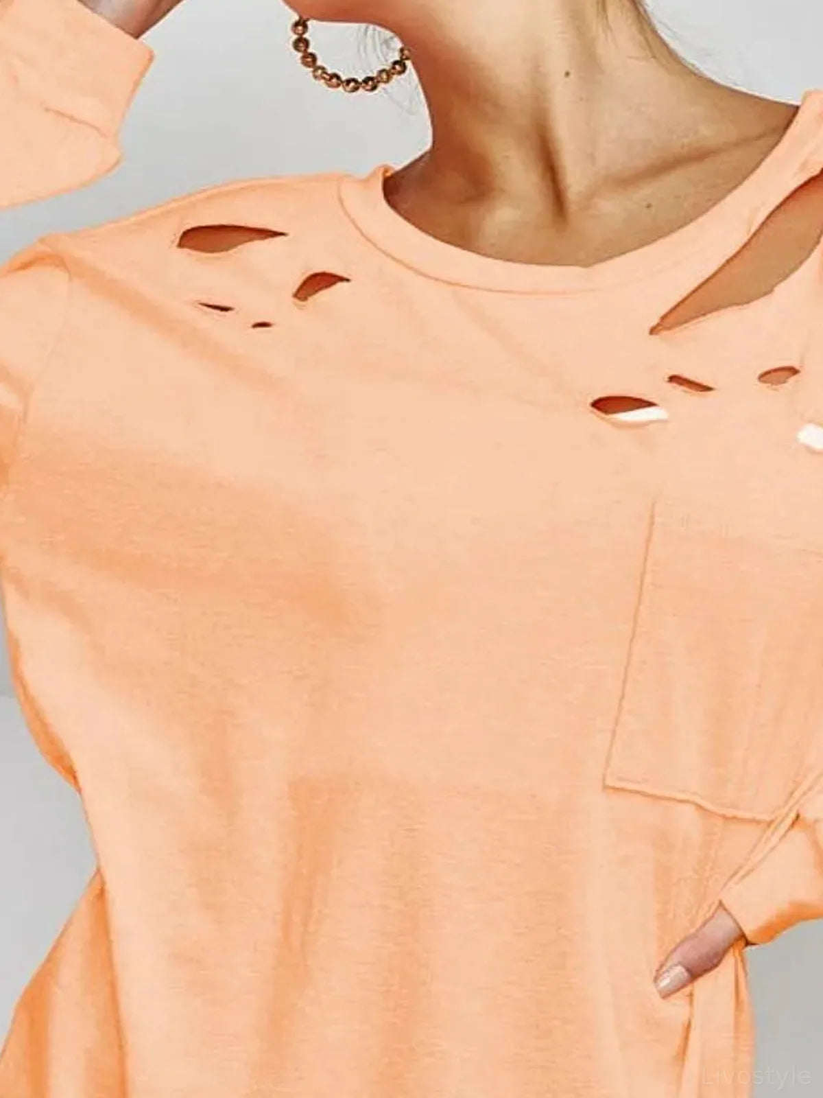 Stylish Triblend T-Shirt with Unique Laser-Cut Details — detail view — Livostyle