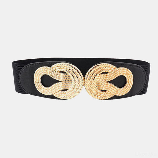 Twisted Alloy Buckle Wide Belt — square view — Livostyle