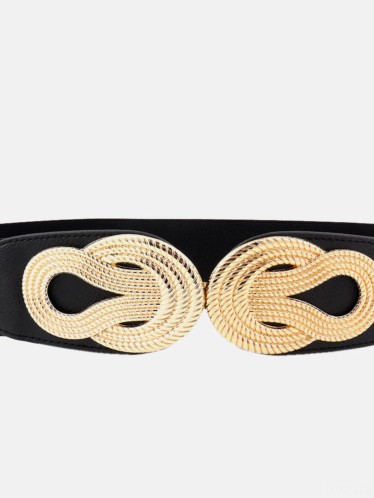 Twisted Alloy Buckle Wide Belt — detail view — Livostyle