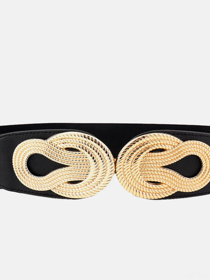 Twisted Alloy Buckle Wide Belt — detail view — Livostyle