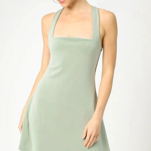 Crisscross Square Neck Active Dress — square view — Livostyle