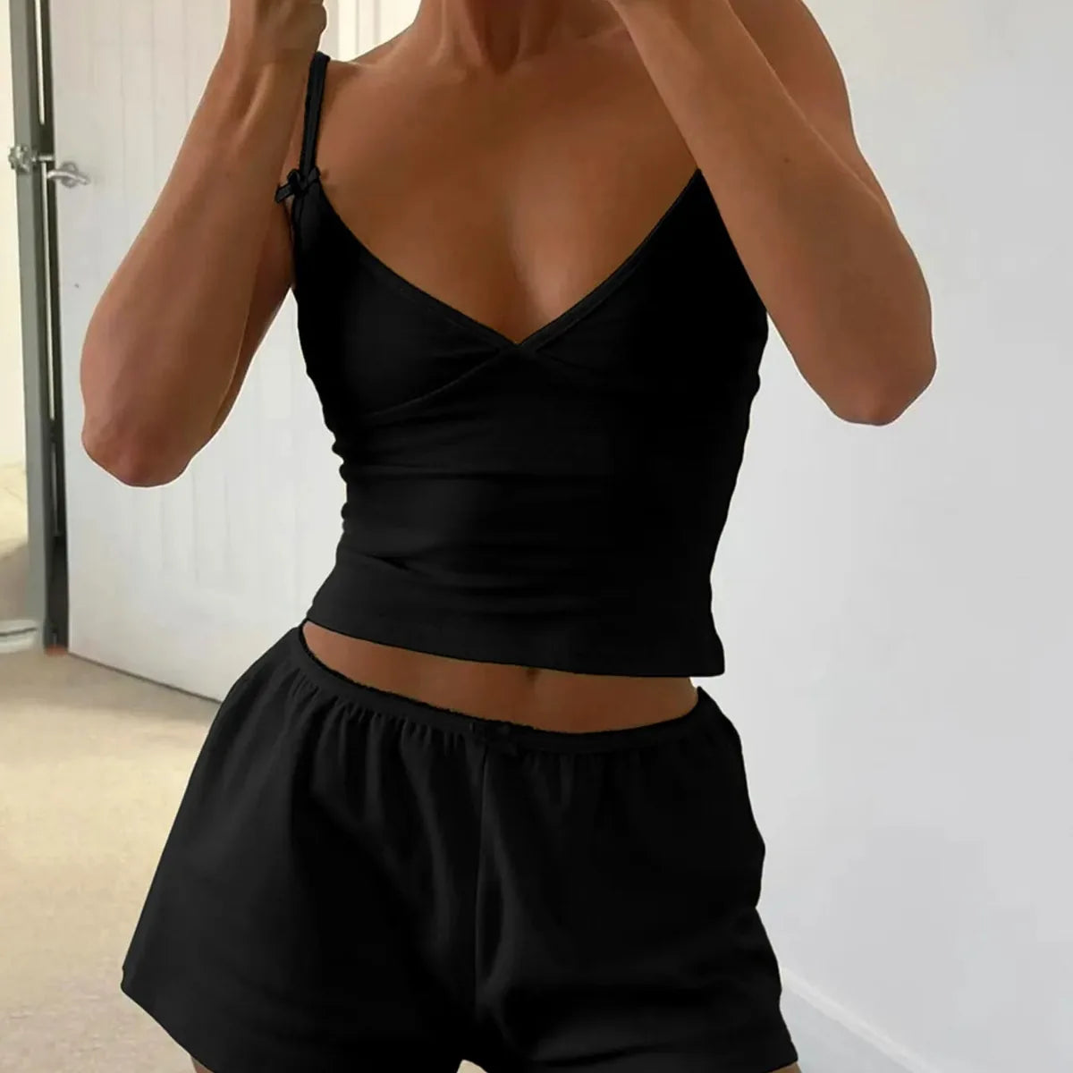 V-Neck Cami and Shorts Set — square view — Livostyle