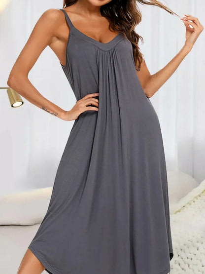 V-Neck Midi Lounge Dress — detail view — Livostyle