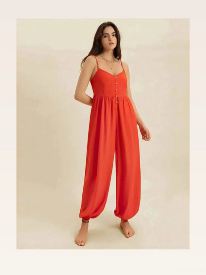 V-Neck Spaghetti Strap Jumpsuit — styled showcase — Livostyle