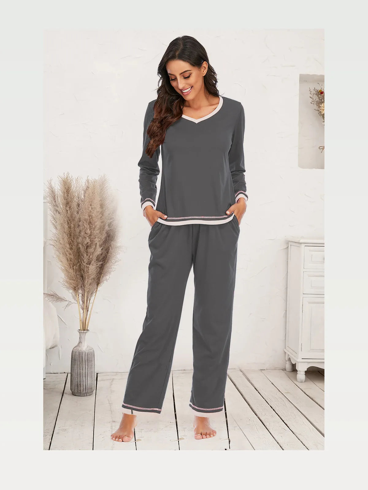 V-Neck Top and Pants Lounge Set — styled showcase — Livostyle