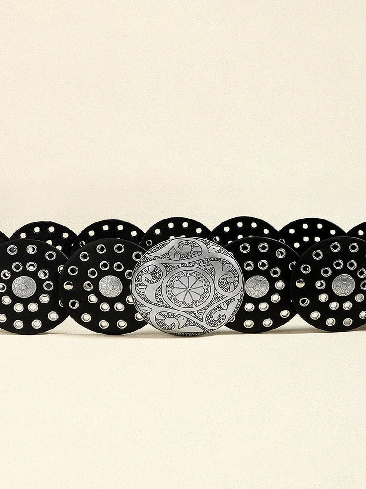 Vintage PU Leather Wide Belt — detail view — Livostyle