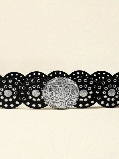 Vintage PU Leather Wide Belt — detail view — Livostyle