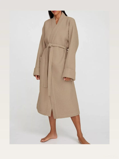 Waffle Knit Tie Waist Lounge Nightgown — styled showcase — Livostyle