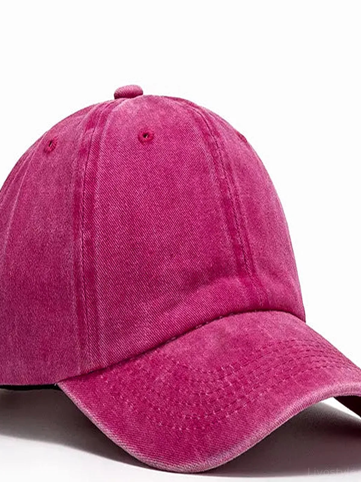 Washed Curved-Brim Baseball Cap — detail view — Livostyle