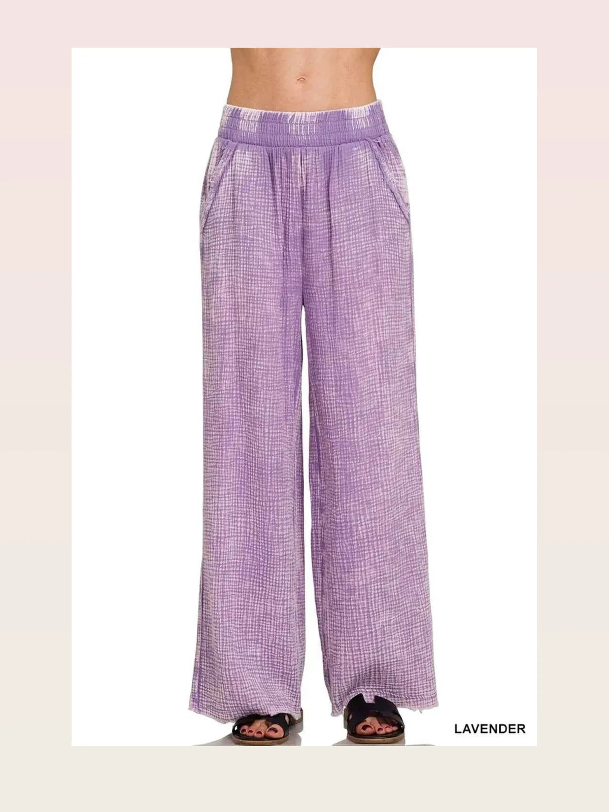 Washed Double Gauze Elastic Band Waist Pants — styled showcase — Livostyle