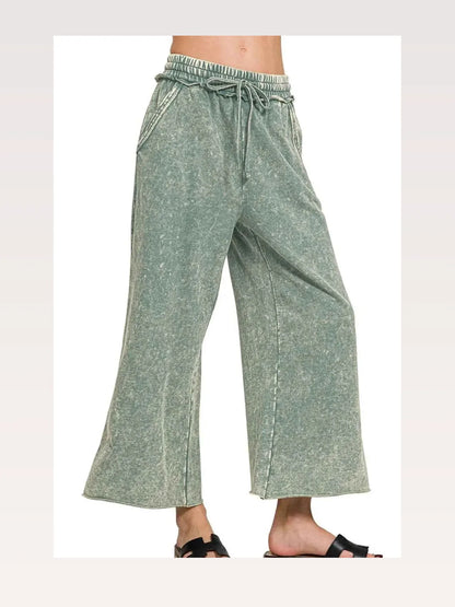 Washed French Terry Palazzo With Pockets in Ash Jade — styled showcase — Livostyle