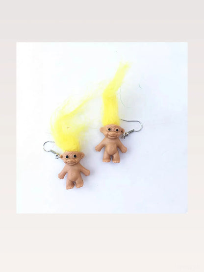 Whimsical Troll Doll Dangle Earrings — styled showcase — Livostyle