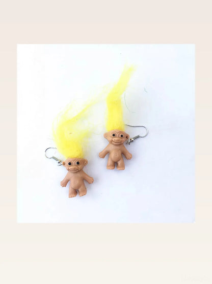 Whimsical Troll Doll Dangle Earrings — styled showcase — Livostyle