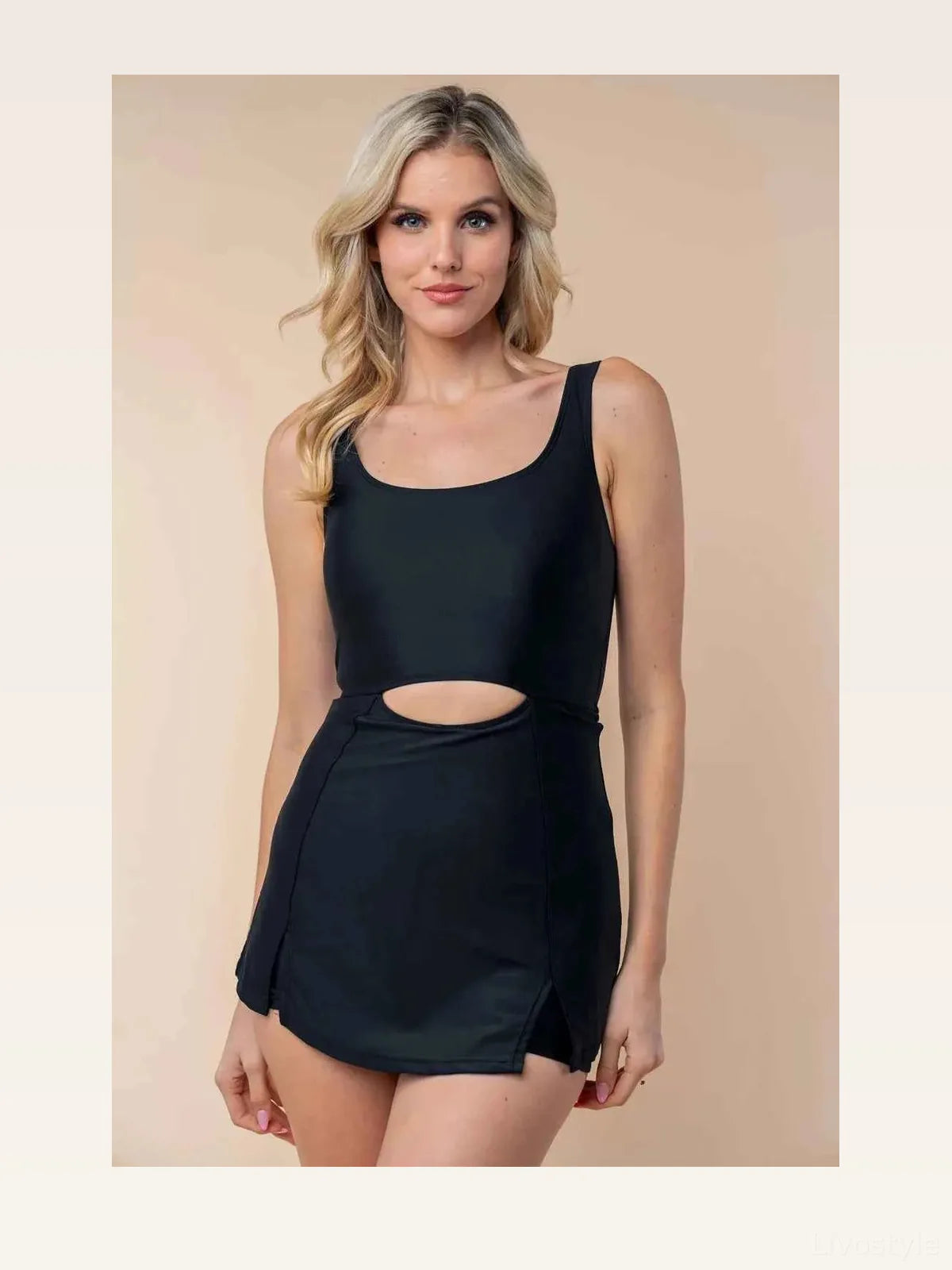 White Birch Sleeveless Tie Back Performance Knit Swim Dress — styled showcase — Livostyle