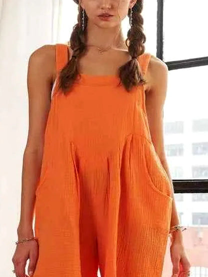 Wide Leg Overall Romper — detail view — Livostyle
