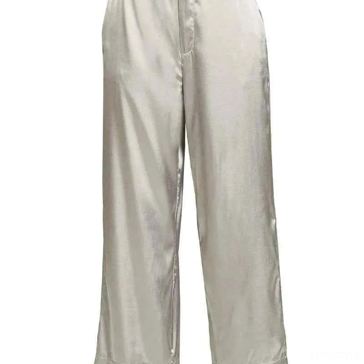 Wide-Leg Satin Pants in SILVER — square view — Livostyle