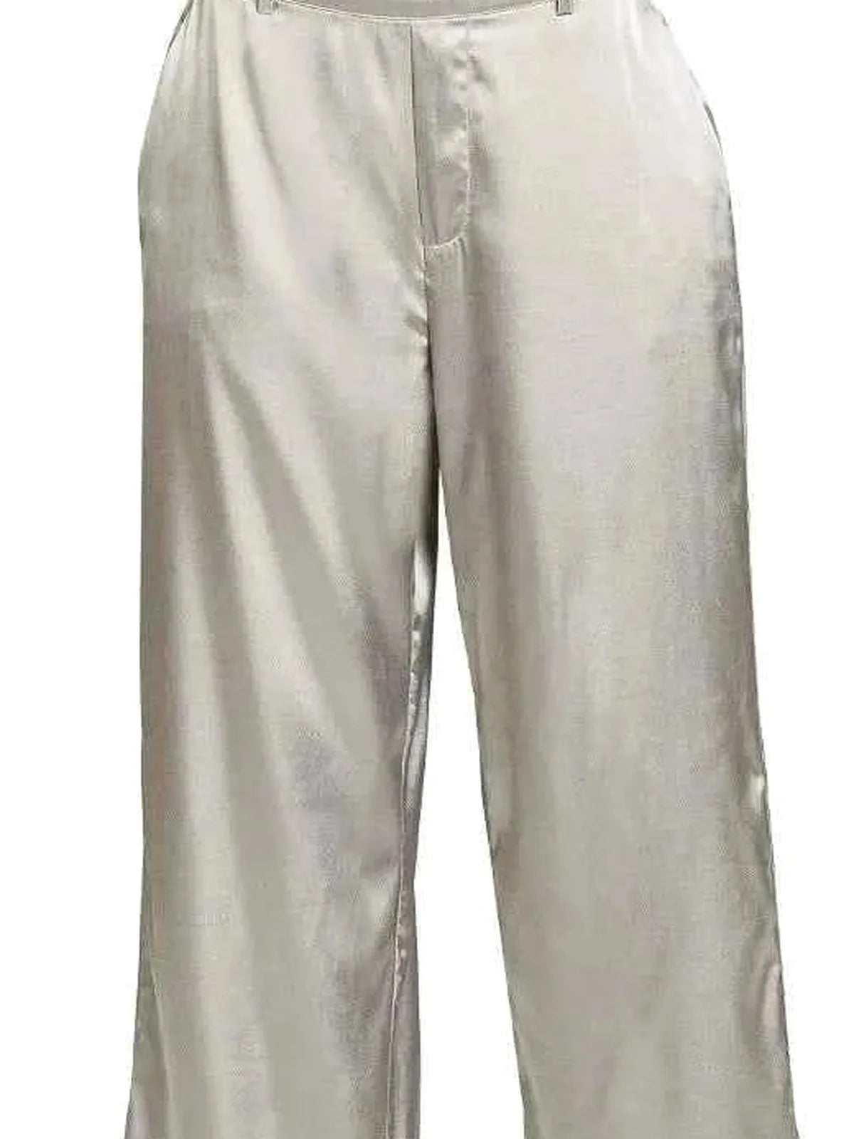 Wide-Leg Satin Pants in SILVER — detail view — Livostyle
