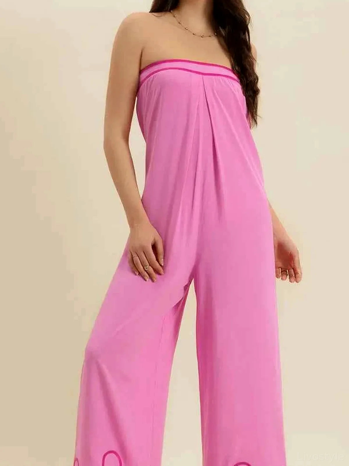 Wide Leg Tube Jumpsuit — detail view — Livostyle