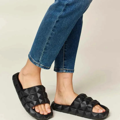 Pyramid Stud Toe Band Footbed Sandals — square view — Livostyle