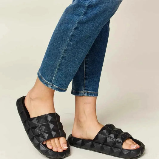 Pyramid Stud Toe Band Footbed Sandals — square view — Livostyle