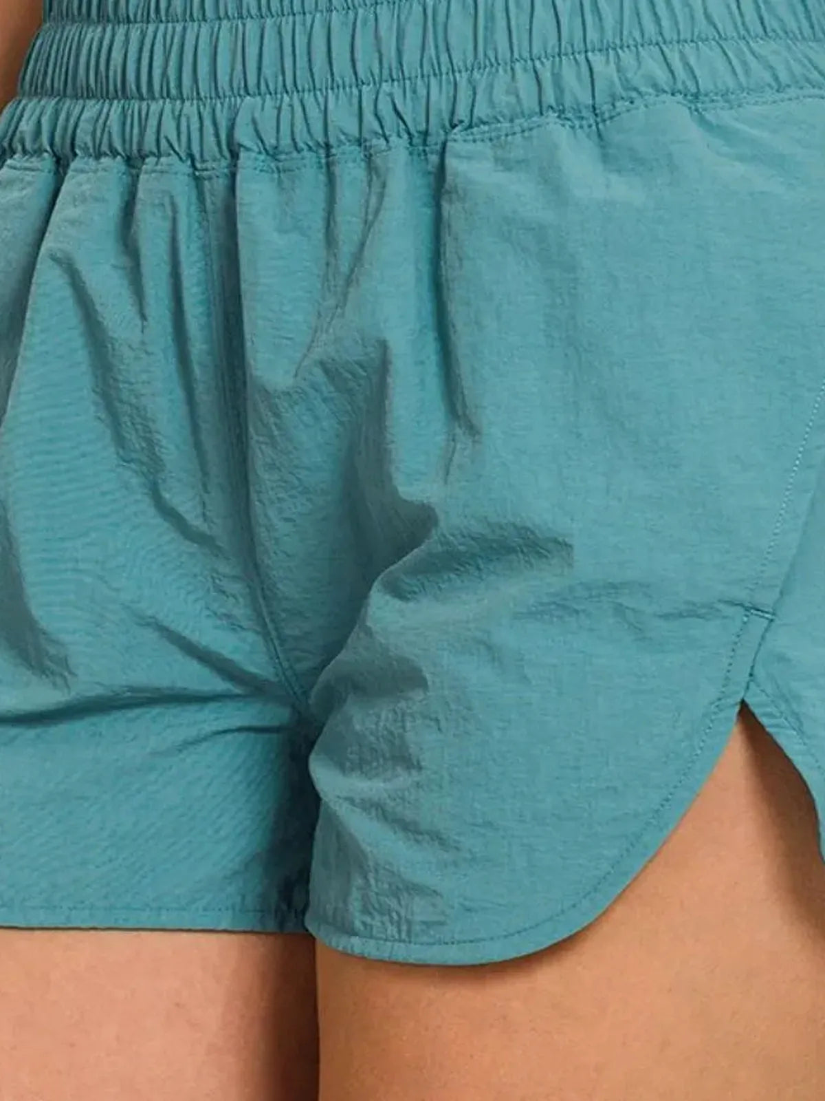 Windbreaker Smocked Waistband Running Shorts — detail view — Livostyle